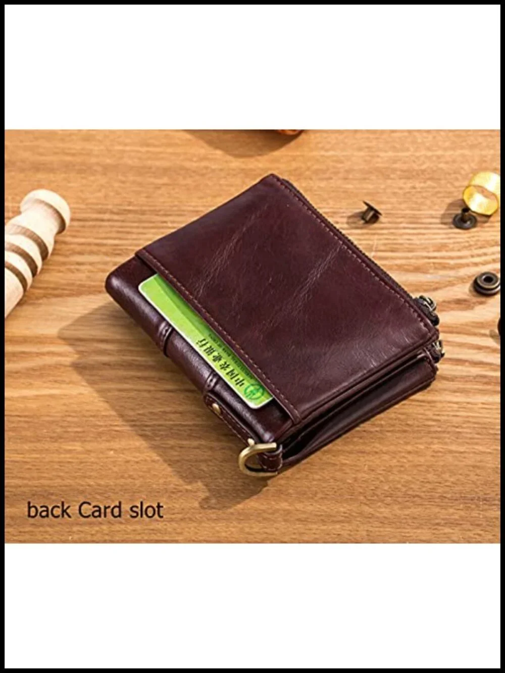 Genuine Leather Bifold RFID Blocking Men's Wallet with Chain